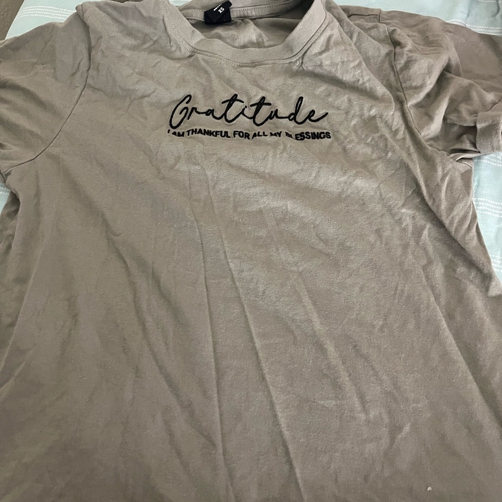 Gratitude Beige T-Shirt